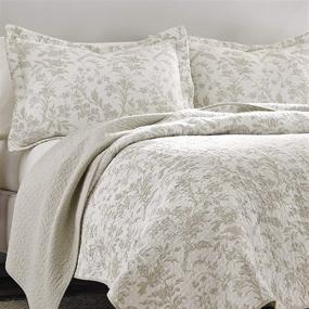 img 3 attached to 🛏️ Laura Ashley Home Amberley Collection Quilt Set - King Size, 100% Cotton, Lightweight & Breathable, Reversible Bedding, Pre-Washed for Extra Softness - Biscuit Color