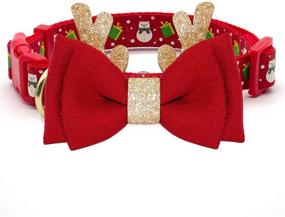 img 3 attached to 🎄 Azuza Festive Dog Collar with Removable Bowtie - Xmas Design, Adjustable for Small, Medium, and Large Dogs