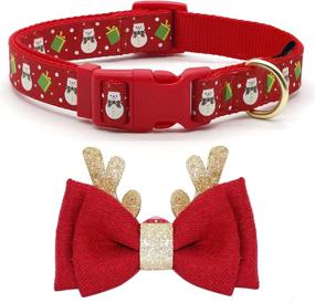 img 4 attached to 🎄 Azuza Festive Dog Collar with Removable Bowtie - Xmas Design, Adjustable for Small, Medium, and Large Dogs