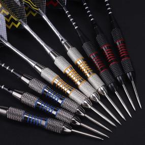 img 1 attached to 🎯 Professional Steel Tip Darts Set - 9 Pcs 24g Metal Darts with Aluminum Shafts, 20 O-Rings, 27 Extra Flights, Darts Tool, and Exquisite Packaging