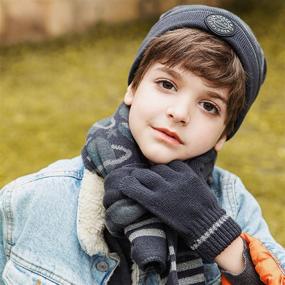 img 1 attached to Stay Warm and Stylish with Accsa Beanie Reflective Gloves Scarff for Boys' Cold Weather Accessories