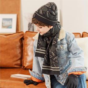 img 3 attached to Stay Warm and Stylish with Accsa Beanie Reflective Gloves Scarff for Boys' Cold Weather Accessories