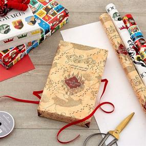 img 3 attached to Hallmark Harry Potter Wrapping Paper (3-Pack: 60 sq. ft. ttl) - 🧙 Marauder's Map & Hogwarts Crest Designs, Ideal for Birthdays, Graduations, Christmas, Valentine's Day