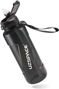 img 4 attached to UZSPACE Sports Water Bottle with Straw: Leak Proof Flip Top Lid, BPA Free Plastic, 28oz/34oz/50oz Sizes, Lightweight & Portable - Detachable Carry Strap