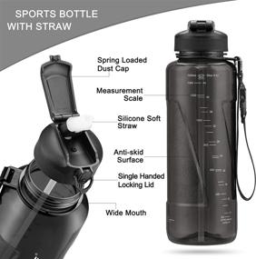 img 3 attached to UZSPACE Sports Water Bottle with Straw: Leak Proof Flip Top Lid, BPA Free Plastic, 28oz/34oz/50oz Sizes, Lightweight & Portable - Detachable Carry Strap