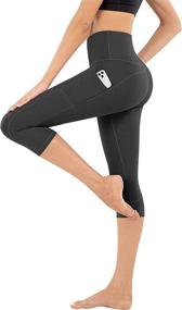 img 3 attached to espidoo High Waisted Yoga Pants for Women - 🩳 Tummy Control Workout Leggings with Pockets, Ultra Soft 4-Way Stretch