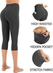 img 1 attached to espidoo High Waisted Yoga Pants for Women - 🩳 Tummy Control Workout Leggings with Pockets, Ultra Soft 4-Way Stretch