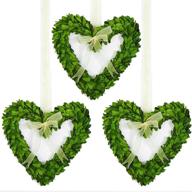 boxwoodvalley preserved heart shaped mini boxwood wreath set of 3 - valentine's day gift - door, wall, and window wedding party decoration - 6 inch boxwood heart wreath set / 3 логотип