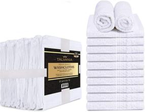 img 4 attached to 🛀 Talvania 100% Pure Ring Spun Cotton Washcloths - 13” X 13”, 600 GSM Soft and Absorbent, Long Lasting, Pack of 12 Face Wash Towel (White)