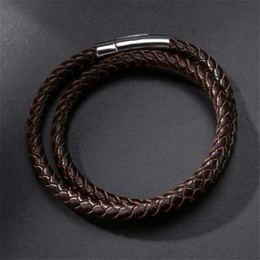 img 3 attached to 📿 Reizteko Braided Leather Bracelets - Unisex Magnetic Clasp Wristband (7 Inch)