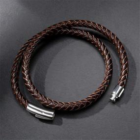 img 2 attached to 📿 Reizteko Braided Leather Bracelets - Unisex Magnetic Clasp Wristband (7 Inch)