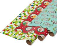 🎁 premium papyrus christmas wrapping paper: festive santa toss, holiday friends, and peace on earth (3 pack) logo