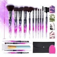 subsky sparkling crystal style makeup brushes set: 22pcs with tools, blenders, bag, and brush cleaner - all in one set logo