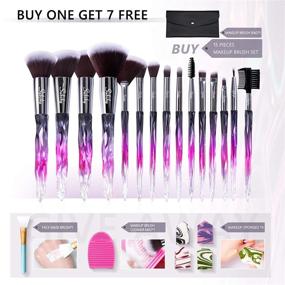 img 2 attached to Subsky Sparkling Crystal Style Makeup Brushes Set: 22Pcs with Tools, Blenders, Bag, and Brush Cleaner - All in One Set