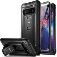 📱 youmaker galaxy s10 case - protective kickstand cover with built-in screen protector, rugged full body slim fit design for samsung galaxy s10 6.1 inch (black) logo