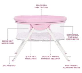 img 1 attached to Dream On Me Poppy Traveler Portable Bassinet In Purple And Pink