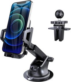 img 4 attached to 📱 Universal Car Phone Holder Mount - Securely Mount Your Cell Phone on Dash, Windshield, or Air Vent - Compatible with iPhone and other Mobile Phones