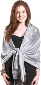 img 2 attached to 28 x 70 Luxurious Paisley Design Silk Blend Pashmina Shawl Wrap by Gilbin