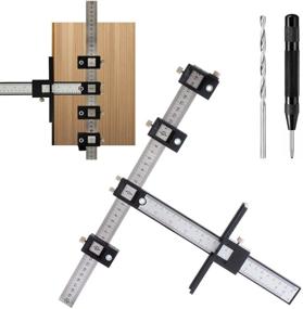 img 4 attached to 🔧 MESTUDIO Cabinet Hardware Jig - Adjustable Punch Locator Drill Guide for Handle Installation, Knobs, and Drawer Pulls on Doors and Drawers. Includes Center Punch for Enhanced Precision.