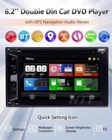 img 2 attached to 🚗 EinCar GPS автомобильное радио с двойным DIN навигационным блоком и 6.2-дюймовым емкостным сенсорным экраном, DVD-плеером, стереосистемой, Bluetooth, FM/AM RDS, USB, управлением с рулевого колеса и бесплатной поддержкой оффлайн карт.