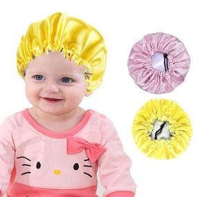 img 4 attached to 👒 Kids Satin Bonnet Night Sleep Caps - Soft, Adjustable Hats for Girls, Toddlers & Babies