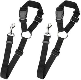 img 3 attached to 🐾 POPETPOP 2Pcs Dog Seatbelt: Secure Harness for Pet Car Safety & Restraint - Adjustable, Reliable and Durable - Ideal for Dogs & Cats - Black