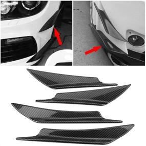 img 1 attached to Carbon Fiber Car Front Bumper Deflector Lip 🚘 Splitter Fins Canards Body Spoiler - Set of 4