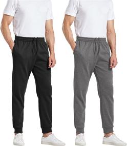 img 4 attached to 👖 MLYENX Men's Fleece Jogger Pants - Adjustable Drawstring Sweatpants for Workout and Running