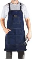 premium blue denim jean tool apron: durable, waterproof, lightweight with 4 pockets - adjustable canvas for ultimate work convenience logo