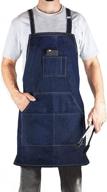 premium blue denim jean tool apron: durable, waterproof, lightweight with 4 pockets - adjustable canvas for ultimate work convenience логотип