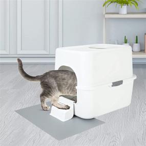 img 1 attached to 🐱 RIZZARI Large Portable Cat Litter Box with Lid - Top Entry, Enclosed Cat Litter Box for Anti-Splashing & Easy Installation