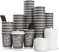 aplus trend to go 12oz disposable hot coffee cups with lids & stirrers - 50 pack of double-wall, recyclable, insulated gray takeaway paper cups for hot drinks - no sleeves required logo