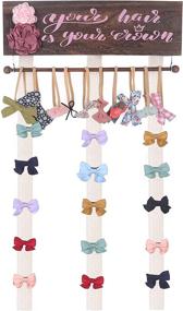 img 4 attached to 🎀 Rustic Wood Hair Bow Holder Organizer for Girls - Hair Bows and Headbands - Hooks for Bow Holders in Girls' Room - Nursery Wall Hanging Décor - Hair Bow Organizer - Convenient Hair Accessory Storage