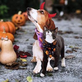 img 2 attached to 🐶 GeeRic Halloween and Christmas Dog Bandanas - Set of 3, Reversible Cotton Square Bibs, Handkerchiefs, and Scarfs