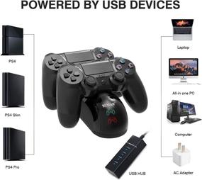 img 1 attached to YCCSKY Dual Shock PS4 Controller Charger: Convenient Twin 🎮 Charge Docking Station Stand for Sony PS4/PS4 Pro/PS4 Slim Controllers, Black