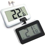 🌡️ [enhanced] waterproof refrigerator fridge thermometer, large lcd digital display, max/min temperature record, hanging, standing, magnetic stick placements, black & white - pack of 2 logo