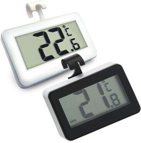 img 4 attached to 🌡️ [Enhanced] Waterproof Refrigerator Fridge Thermometer, Large LCD Digital Display, Max/Min Temperature Record, Hanging, Standing, Magnetic Stick Placements, Black & White - Pack of 2