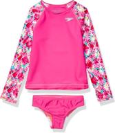 👙 protective swimwear for girls: speedo long sleeve uv swim shirt and rashguard set logo