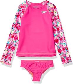 img 4 attached to 👙 Protective Swimwear for Girls: Speedo Long Sleeve UV Swim Shirt and Rashguard Set