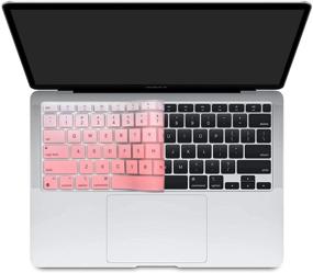 img 1 attached to 🎀 MasiBloom Gradient Light Pink Silicone Keyboard Cover Skin for MacBook Air 13 inch with Apple M1 Chip Model A2337 Air 13" Released in November 2020 Touch ID US Version Soft-Touch Accessories Protector