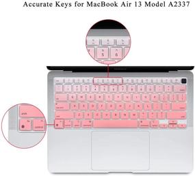 img 2 attached to 🎀 MasiBloom Gradient Light Pink Silicone Keyboard Cover Skin for MacBook Air 13 inch with Apple M1 Chip Model A2337 Air 13" Released in November 2020 Touch ID US Version Soft-Touch Accessories Protector