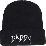 🧢 chensheng unisex winter hat - daddy letter cap, casual beanies hip-hop skullies cap, black knitted hat for men and women logo