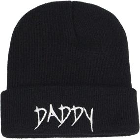 img 4 attached to 🧢 Chensheng Unisex Winter Hat - Daddy Letter Cap, Casual Beanies Hip-Hop Skullies Cap, Black Knitted Hat for Men and Women