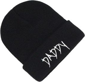 img 3 attached to 🧢 Chensheng Unisex Winter Hat - Daddy Letter Cap, Casual Beanies Hip-Hop Skullies Cap, Black Knitted Hat for Men and Women