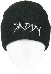 img 2 attached to 🧢 Chensheng Unisex Winter Hat - Daddy Letter Cap, Casual Beanies Hip-Hop Skullies Cap, Black Knitted Hat for Men and Women