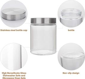 img 2 attached to Kitchen Glass Storage Jars - Set of 6, 27 oz Capacity, Stainless Steel Lids