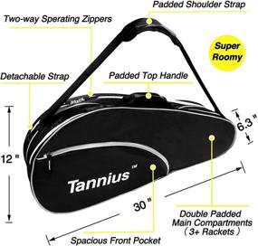 img 3 attached to Tannius 3 Racket Tennis Bag with Shoe Compartment, Phone Holder, and Protective Pad - Spacious and Lightweight Racquet Bag for Tennis and Badminton