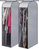 👗 misslo 54" narrow hanging garment bags for well-sealed clothes storage - large clear window, 2 zippers opening (2 packs, rack not included) логотип