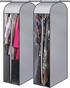 img 4 attached to 👗 MISSLO 54" Narrow Hanging Garment Bags for Well-Sealed Clothes Storage - Large Clear Window, 2 Zippers Opening (2 Packs, Rack not Included)