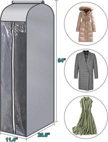 img 1 attached to 👗 MISSLO 54" Narrow Hanging Garment Bags for Well-Sealed Clothes Storage - Large Clear Window, 2 Zippers Opening (2 Packs, Rack not Included)